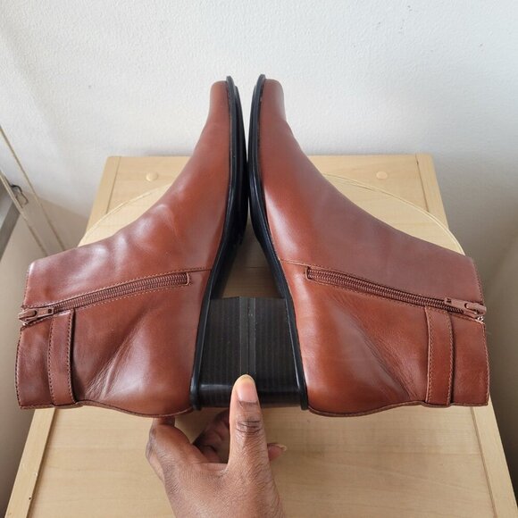 Liz Claiborne Villager Leather Two-Tone Cognac Square Toe Boot (Size 8.5) - Picture 2 of 11